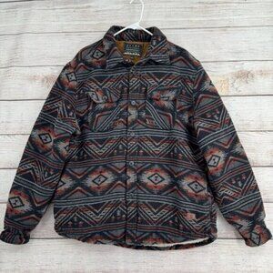 Jachs New York Sherpa Lined Southwest Knit Shacket Jacket Men's Size L Black/Blu